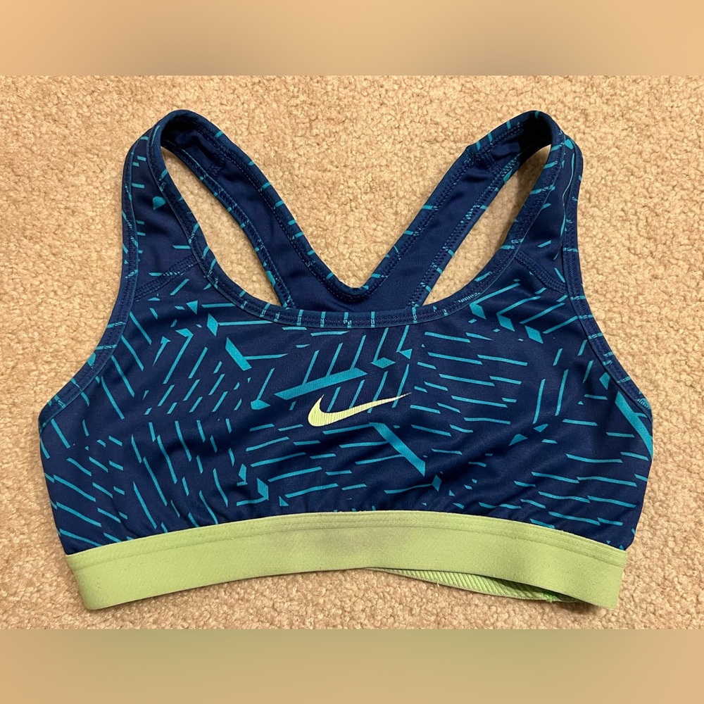 Nike Women’s XS Dri-Fit Sports Bra - Blue/Green Pattern